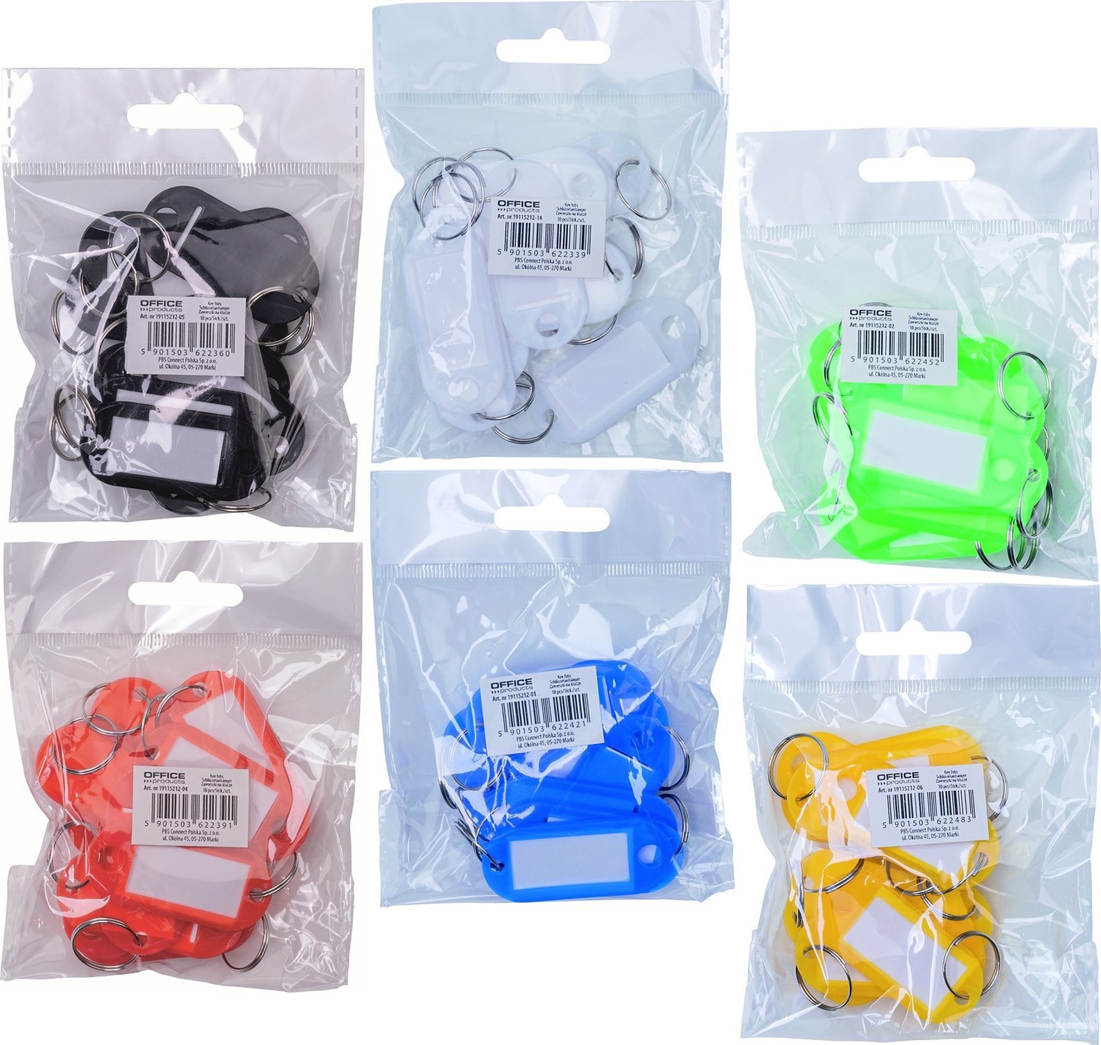 Office Products Zawieszki na klucze białe (10), BIAŁY