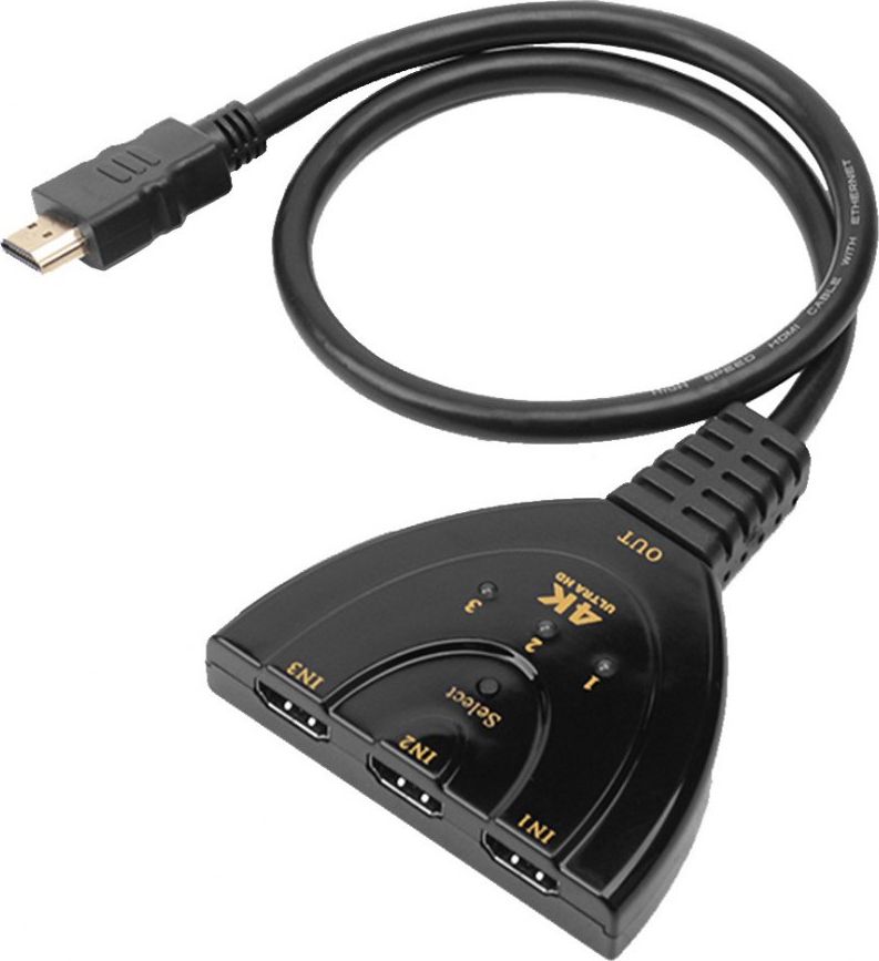 Techly 3-Portowy Przełącznik HDMI 3x1 4K*30Hz Pigtail
