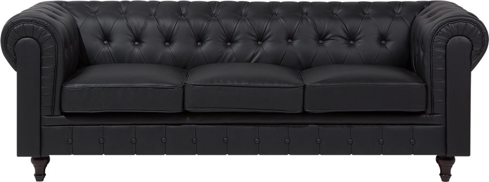 Фото - Диван Beliani Sofa 3-osobowa ekoskóra duża czarna CHESTERFIELD 