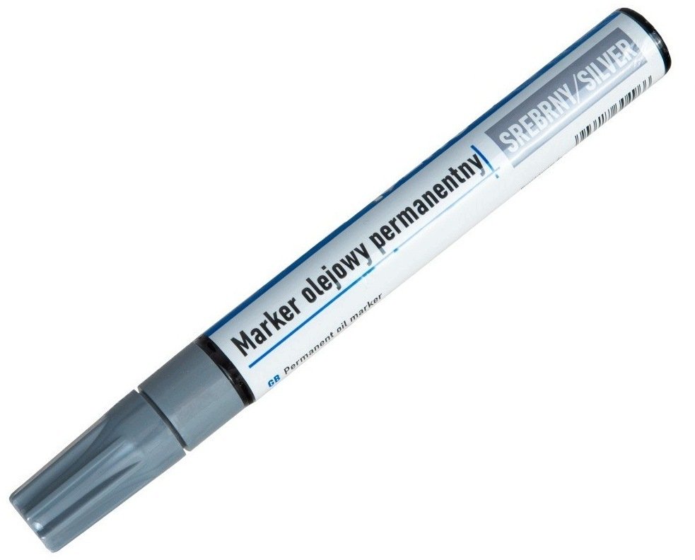 Geko Marker olejowy permanentny srebrny – kartonik wystawowy (24/480) (5903418304966)
