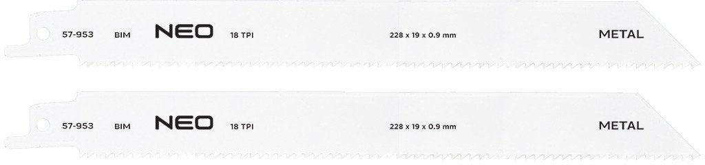 Neo Brzeszczoty do piły szablastej 228 x 19 x 0.9 mm, 18TPI, kpl. 2 szt.