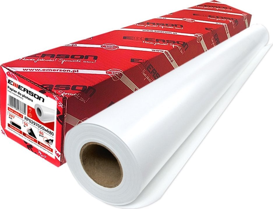 Emerson Papier do plotera 914mm x100m 80g EMERSON rp0914100wk80 gilza 50mm