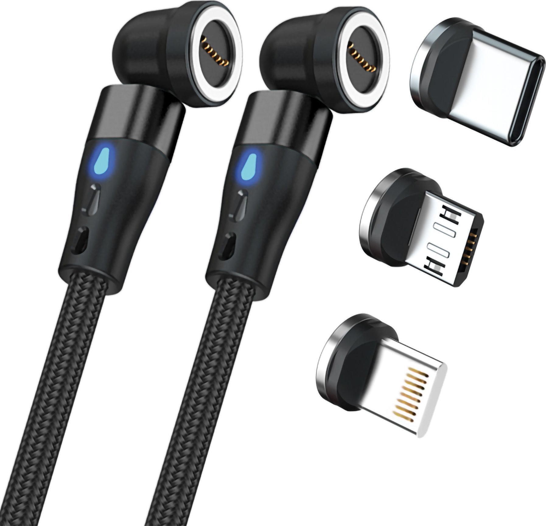 Kabel USB Realpower USB-A - USB-C + microUSB + Lightning 1 m Czarny (439648)
