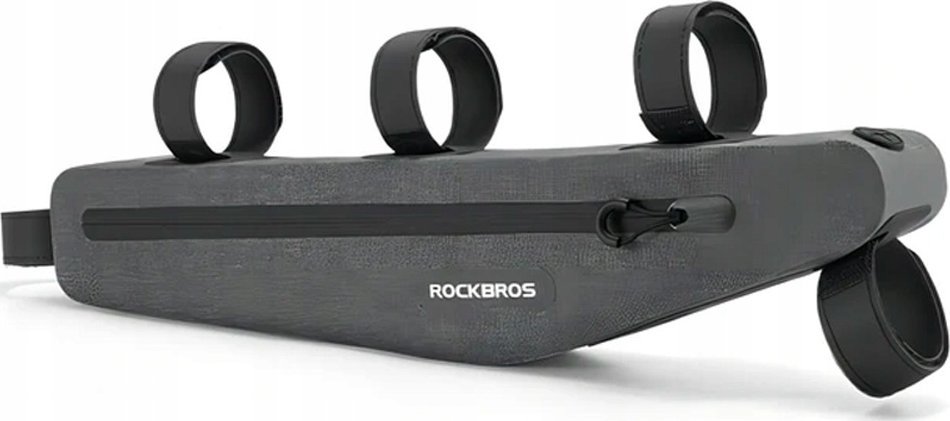 RockBros Długa sztywna torba rowerowa wodoodporna mocowany do ramy 1.5L szara ROCKBROS