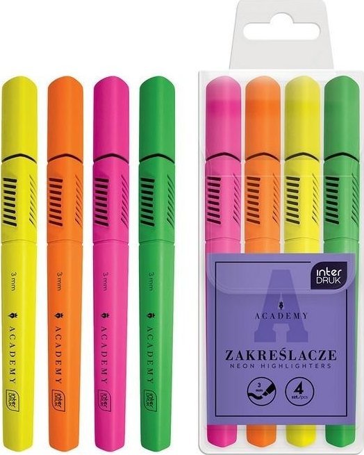 Interdruk Zakreślacze neonowe 4 kolory Academy