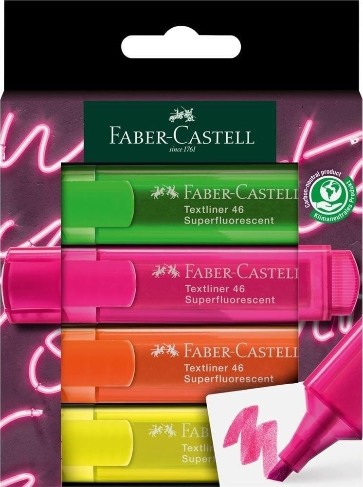 Faber-Castell Zakreślacz Super Neon 4 kolory FABER CASTELL