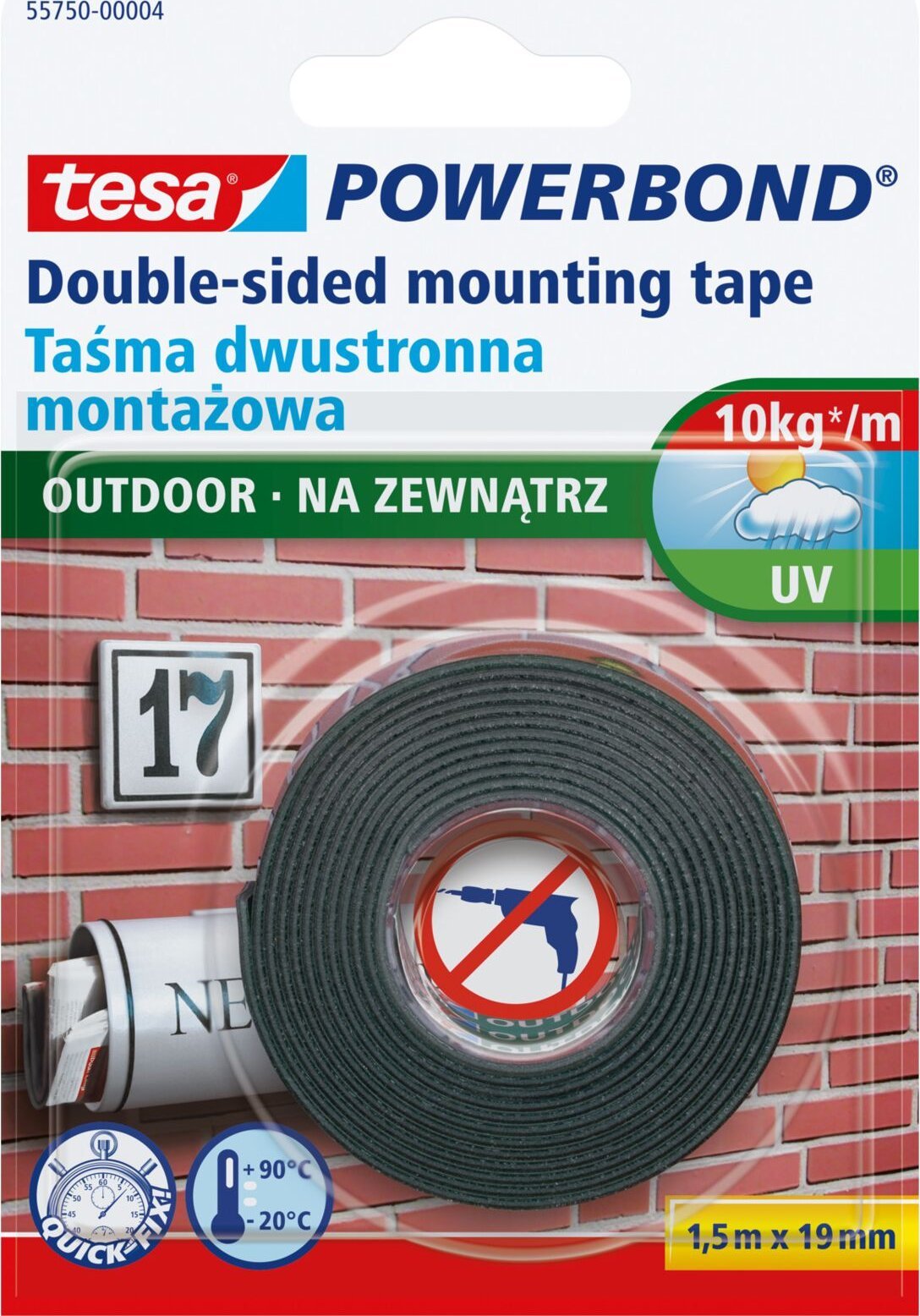 Tesa Taśma montaż.dwustr.pian.na zew.5m:19mm (do 1kg na 10cm) pro