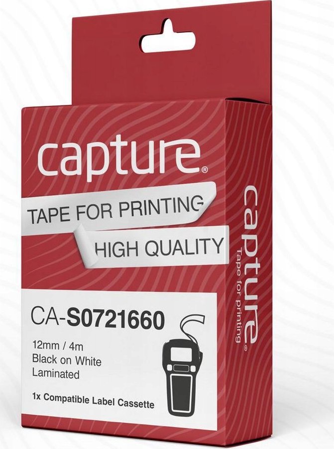 Capture 12mm x 4m Black on White