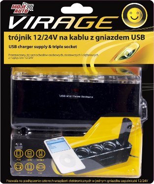 Ładowarka Libox TRÃJNIK 12/24V NA KABLU Z GNIAZDEM USB