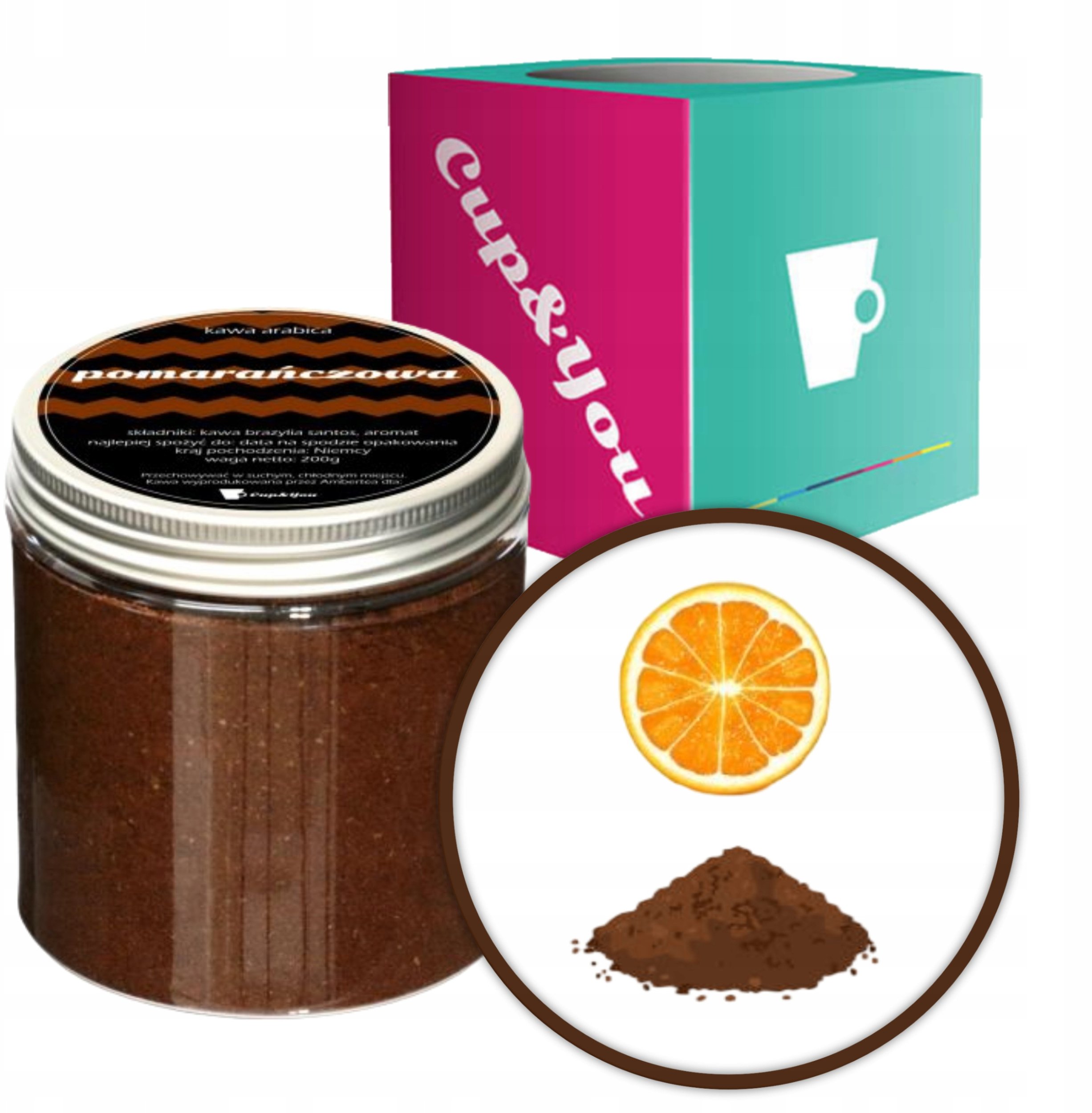 Kawa mielona Cup&You Kawa aromatyzowana POMARAŃCZOWA mielona deserowa ARABICA 200g PREMIUM