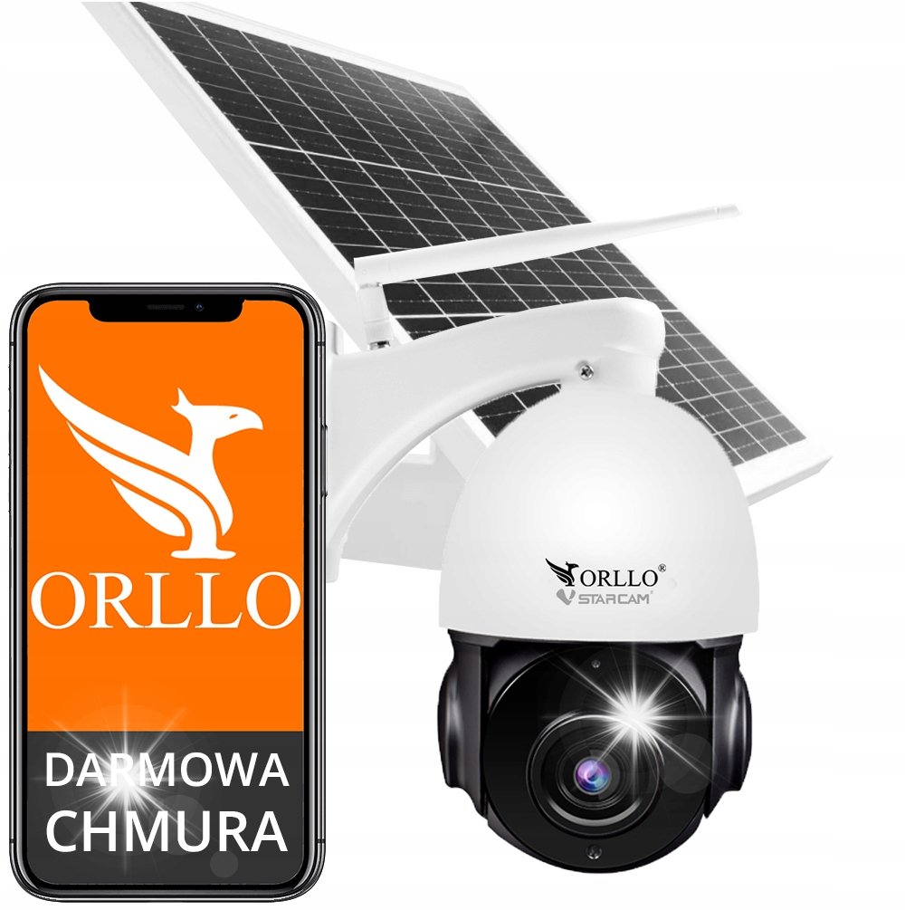 Kamera IP ORLLO Kamera Zewnętrzna SIM GSM 4G z Panelem Solarnym 60W ORLLO Z18 Bateria 30Ah