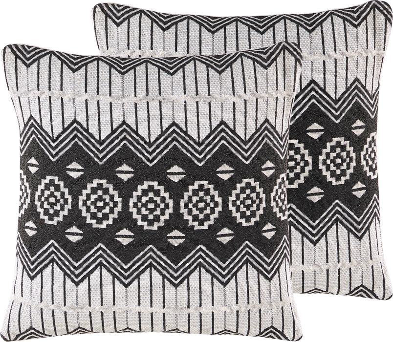 Zdjęcia - Poduszka Beliani Zestaw 2 poduszek dekoracyjnych 45 x 45 cm czarno-biały CARDAK 