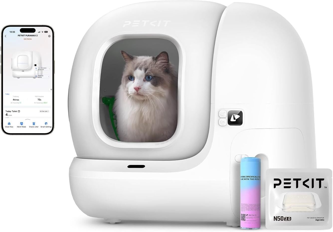 PETKIT Pura Max 2 Samoczyszcząca Kuweta dla Kota 76L App N50 Zestaw