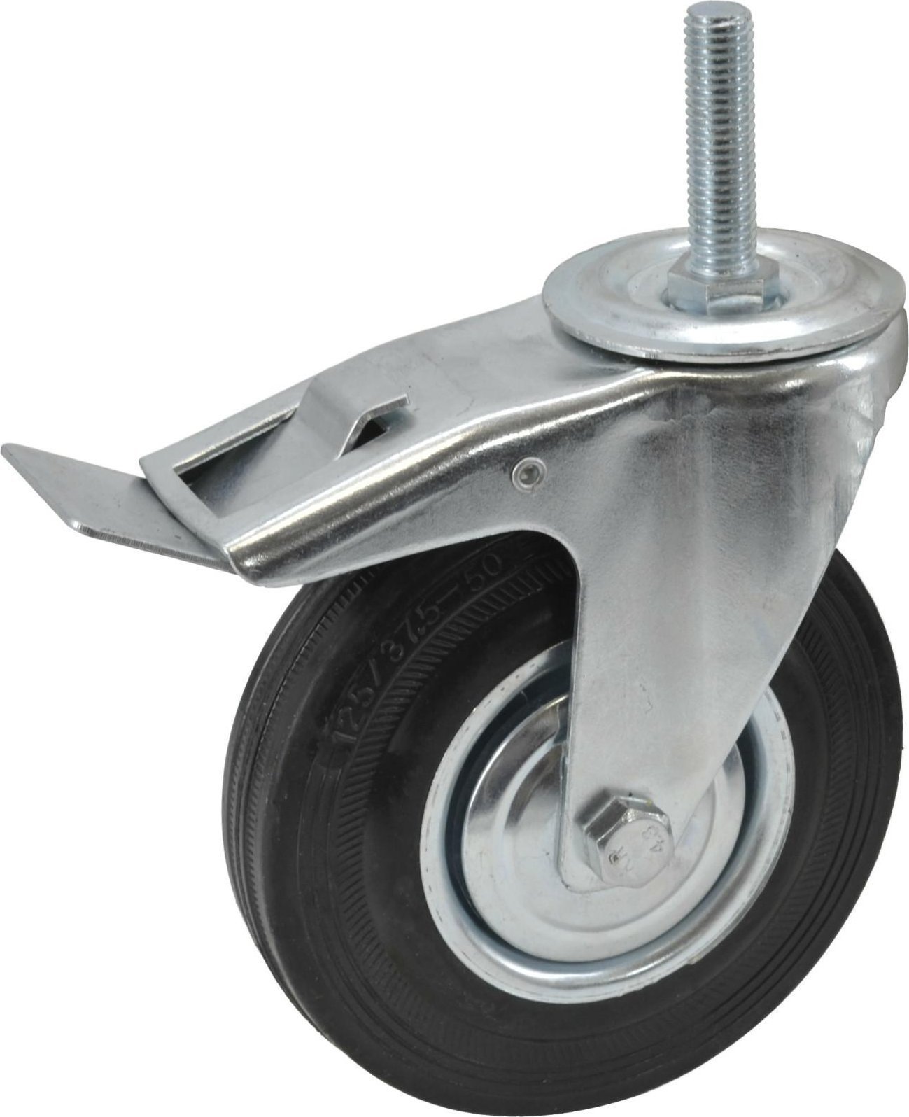 AWTools AWTOOLS KOŁO SKRĘTNE CZARNA GUMA HAMULEC TRZPIEŃ GWINTOWANY 100mm