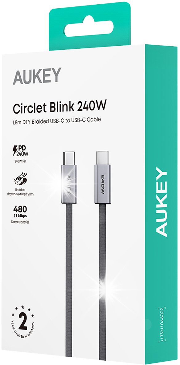 Aukey Kabel do ładowania AUKEY USB-C / USB-C 1,8m 240W 480Mbps OPLOT CB-DCC242