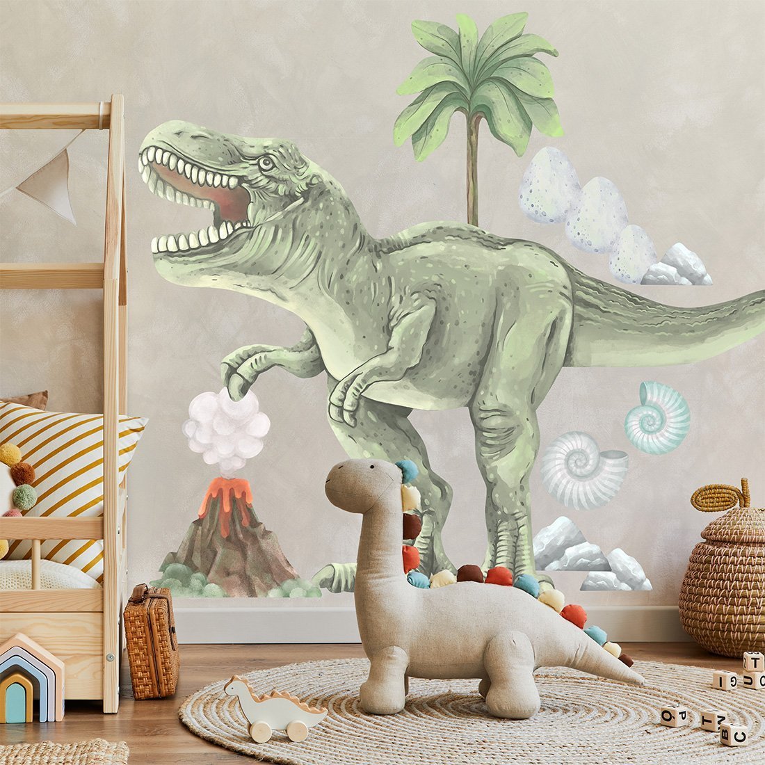 Pastelowe Love Dinozaur T-Rex XXL - Naklejka na ścianę