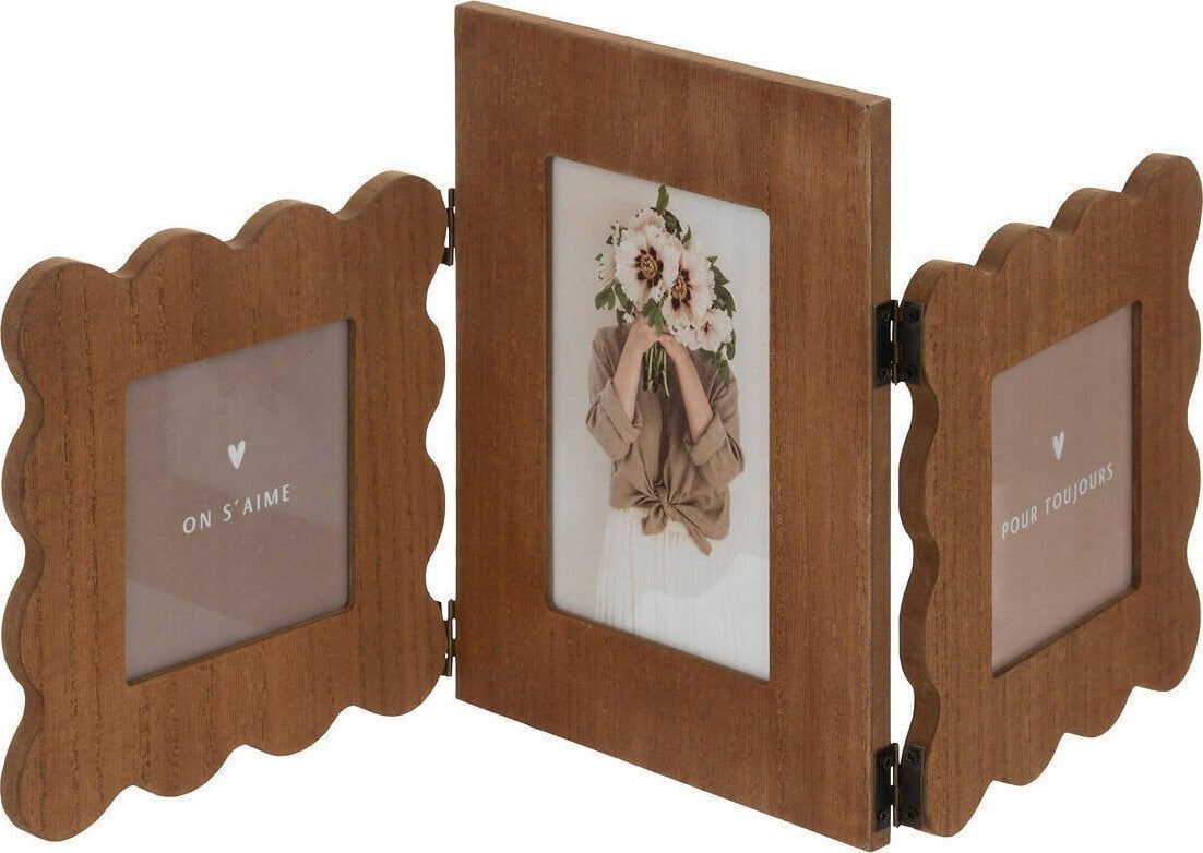 Ramka Atmosphera Ramka na 3 zdjęcia stojąca BRIANA, wzór falbanki, 50,7 x 21,7 cm