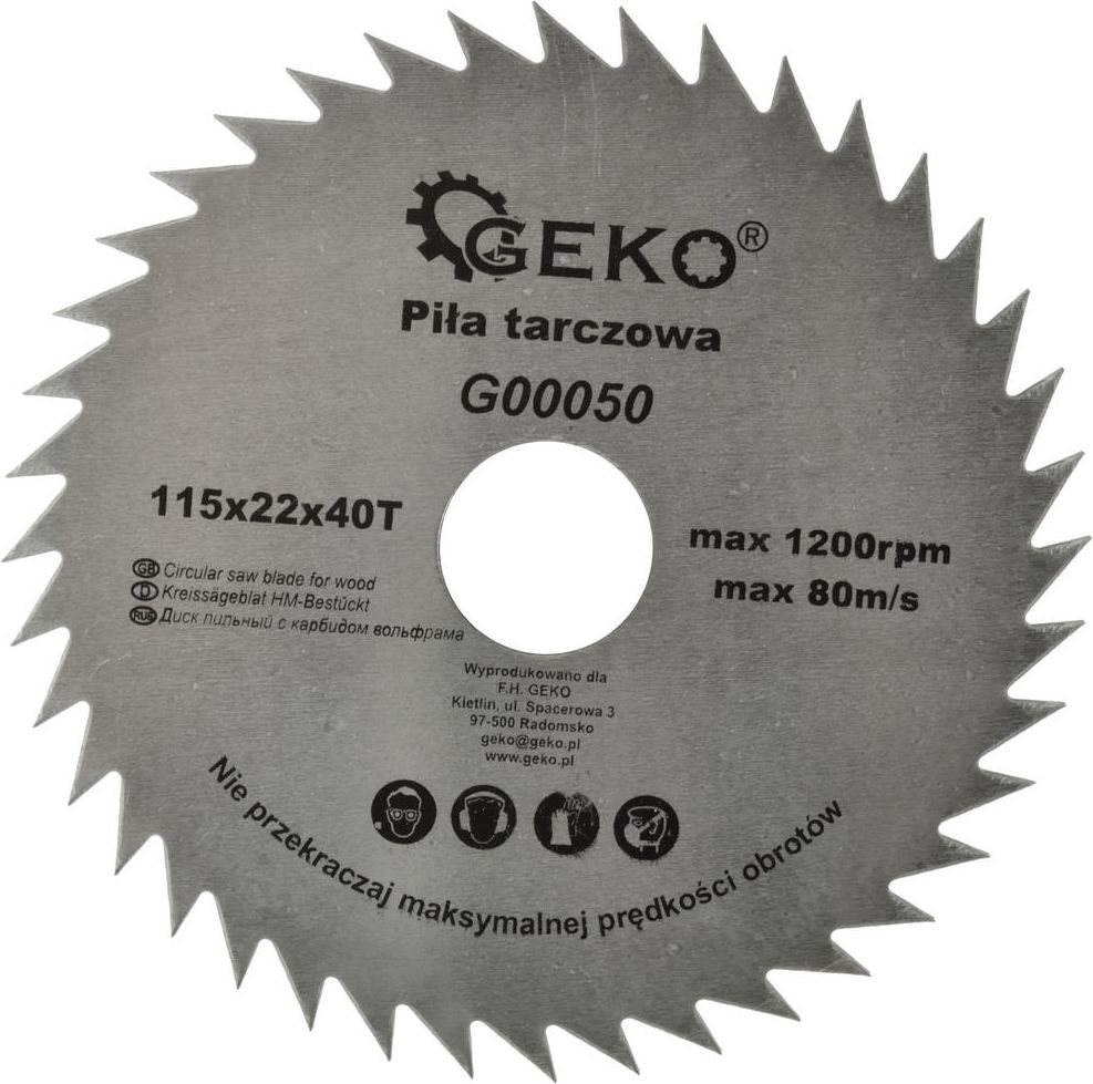Geko Tarcza do drewna 115x22x40T b/w (200)