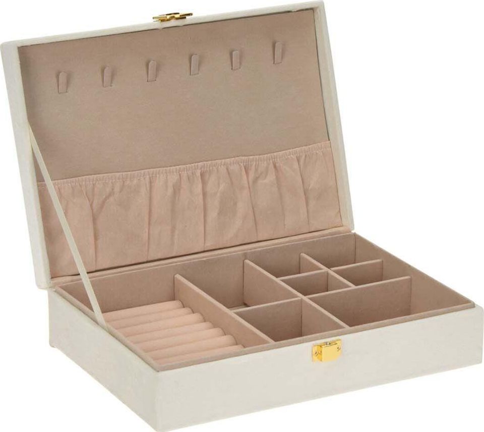 Home Styling Collection Białe pudełko na biżuterię, zamykany organizer na zegarki, szkatułka, kufere...