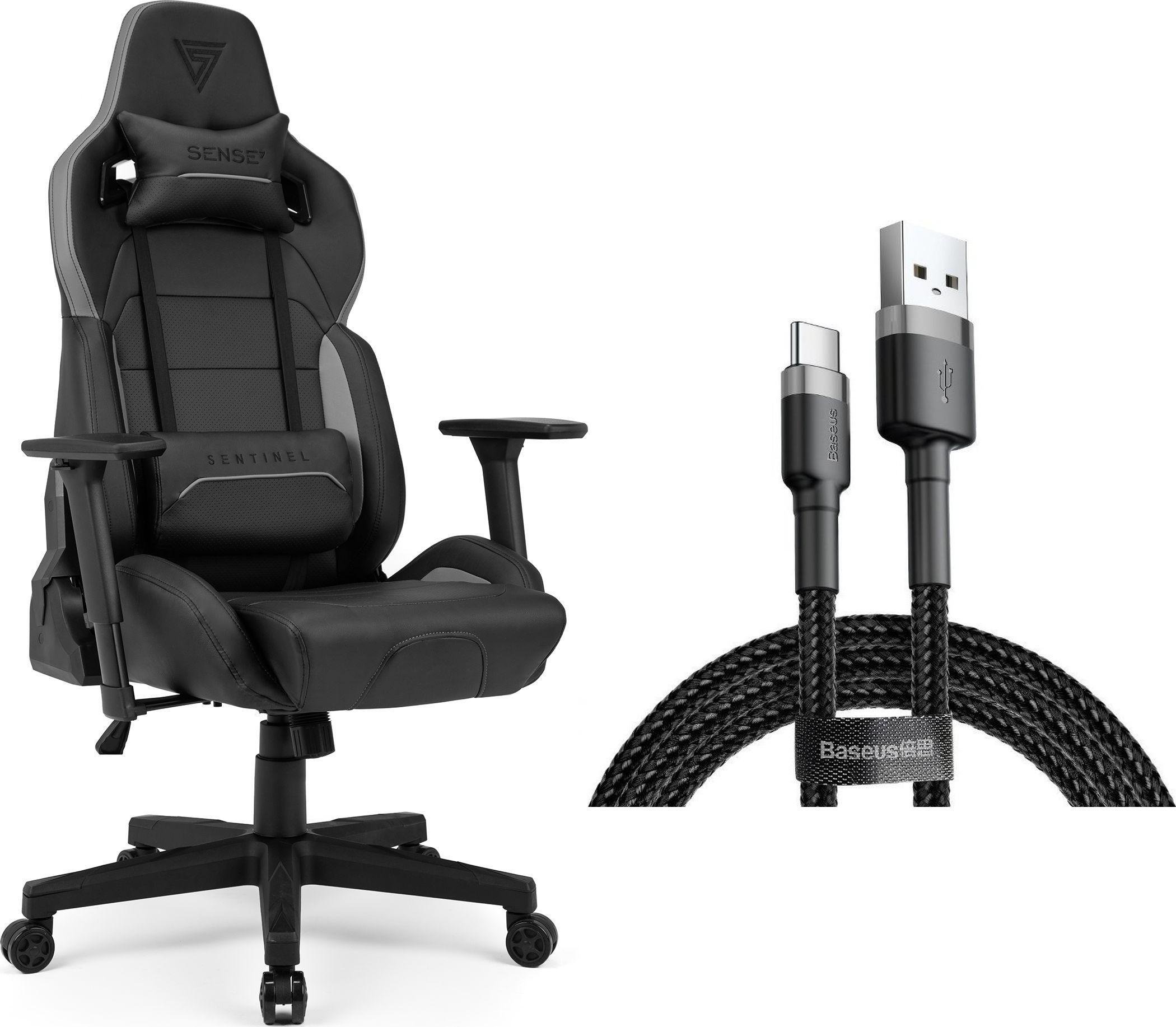 Fotel SENSE7 Sentinel black-gray + kabel usb