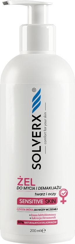 Solverx Żel do mycia i demakijażu twarzy i oczu Sensitive Skin 200ml