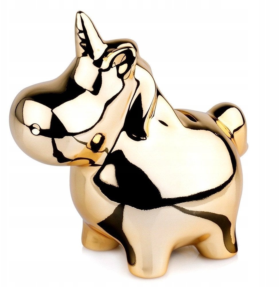 Skrzynkazdrewna Skarbonka Ceramiczna Złota Lustrzana Jednorożec Prezent VILDE 18x10,5 cm