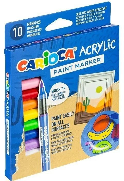 Carioca Markery akrylowe z pędzelkiem 10 kolorów CARIOCA
