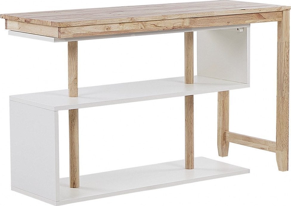 Фото - Офісний стіл Beliani Biurko  Lumarko Rozkładane biurko z regałem 120 x 45 cm jasne drewn 