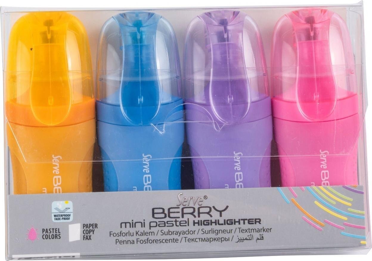 Serve Zakreślacz Berry mini pastel 4szt EDUKAMP (8680869447486)