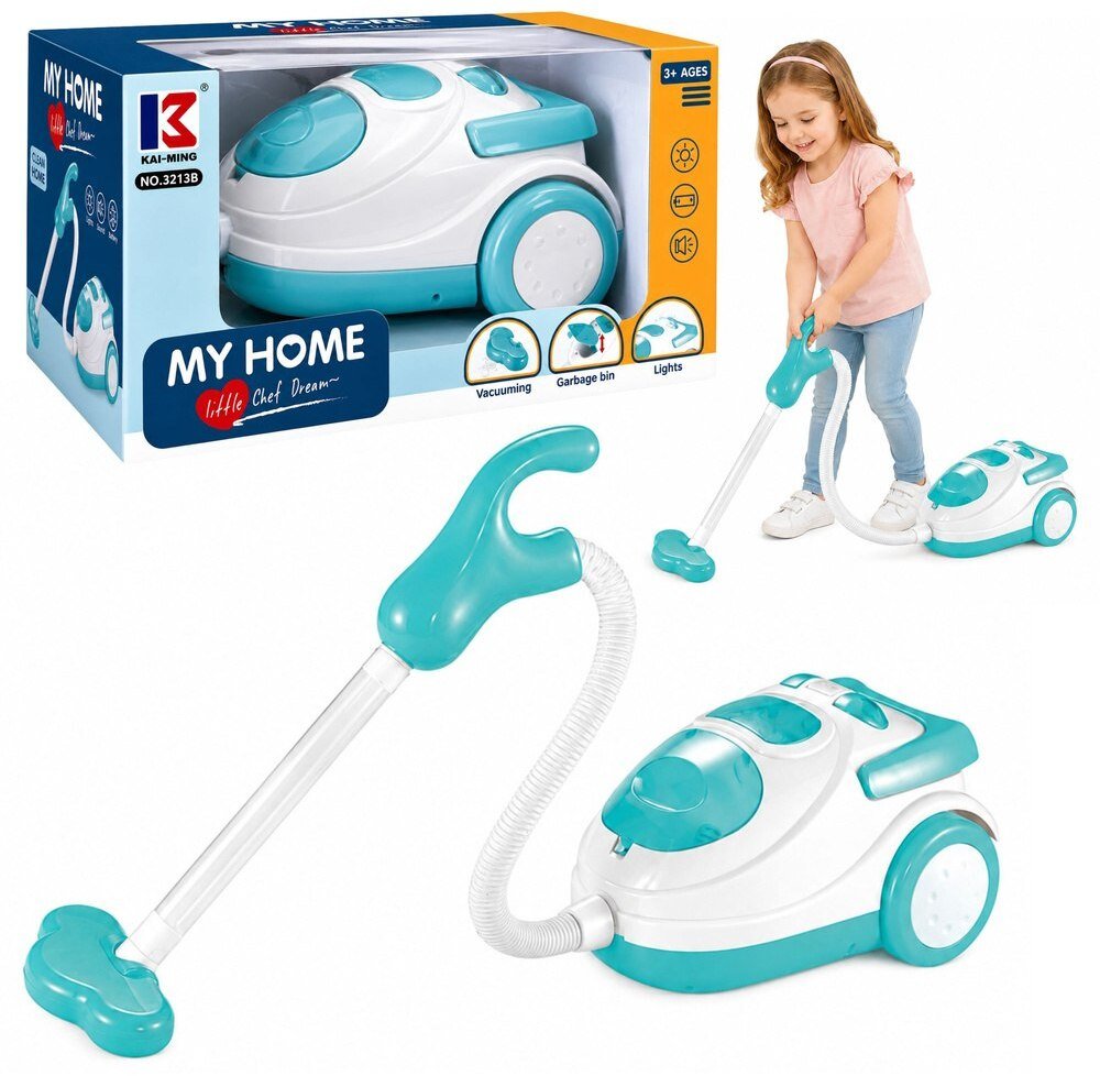 LeanToys Odkurzacz Na Baterie Niebieski Kulki Styropianowe Dźwięk EDUKAMP (20290)