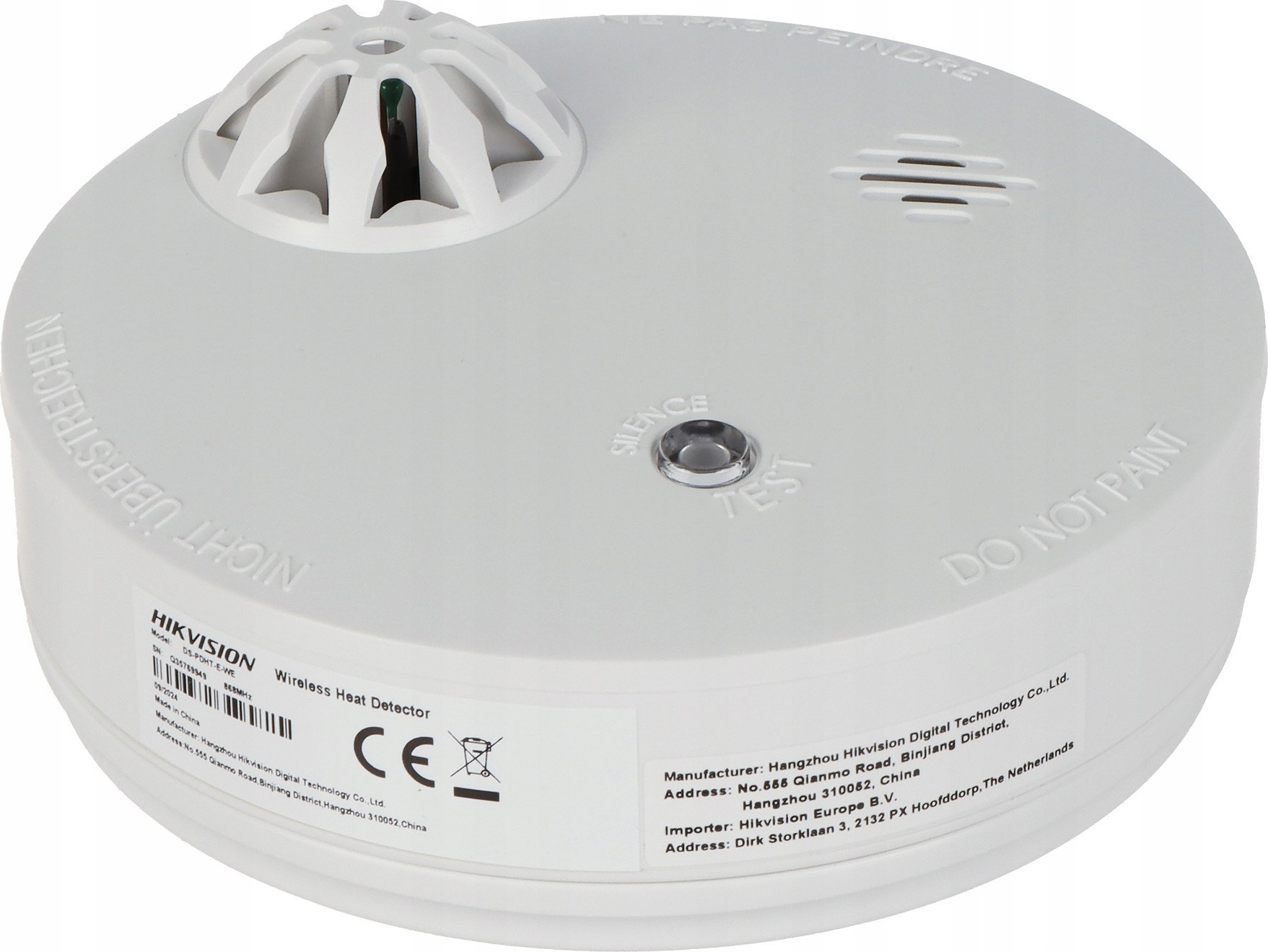 Hikvision Hikvision Belaidis AX PRO karščio detektorius Hik-vision DS-PDHT-E-WE AX PRO, 1600 m., 868 Mhz, baterijos veikimas iki 10 m. lengvai keičiam