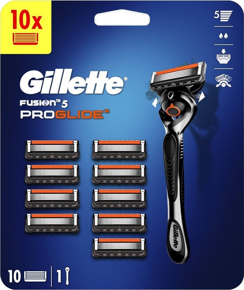 Gillette Zestaw Fusion 5 Proglide: brzytwa, 1 szt. + głowice do golenia, 10 szt.