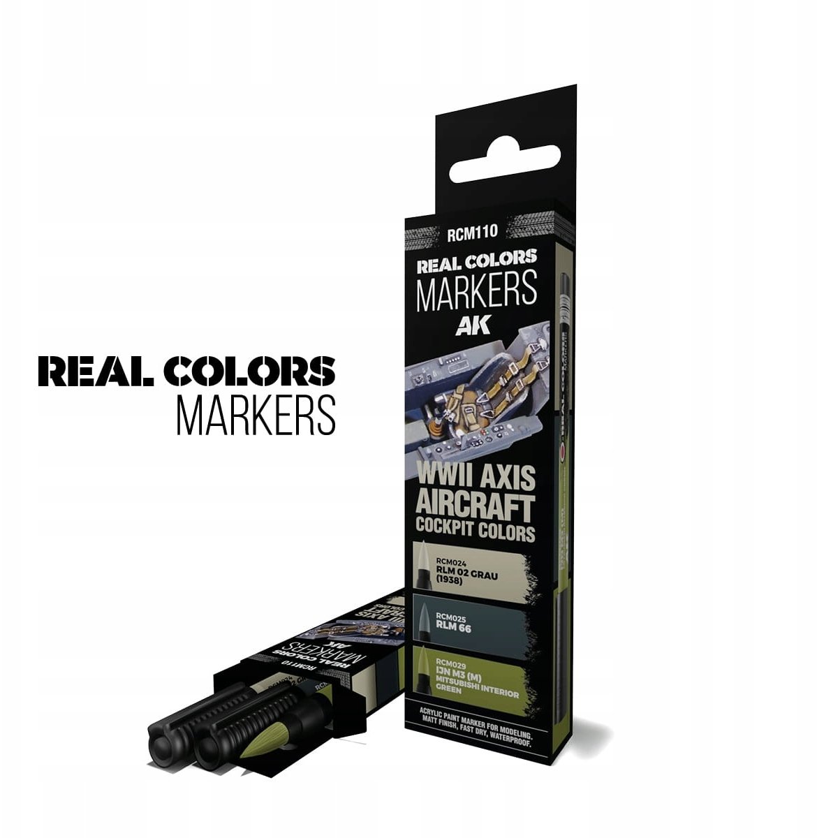 Gimmik AK Interactive: Real Colors Markers - RCM110 - Set - WWII Axis Aircraft Cockpit Colors (3)