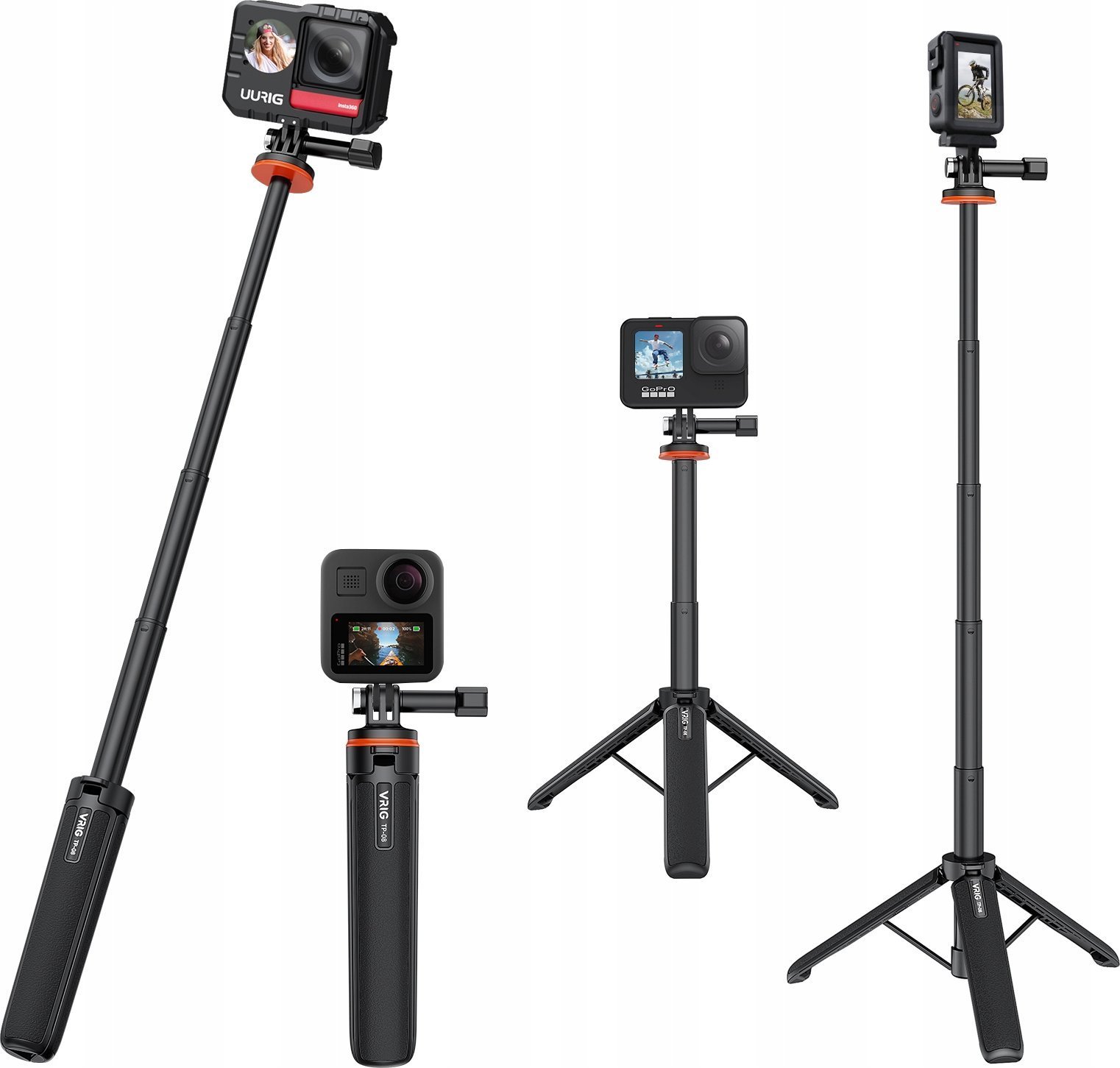 Statyw VRIG Statyw Monopod Grip Do Kamery Gopro Sjcam Xiaomi Dji Insta360 / 51cm / Tp-08 / A0040