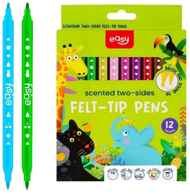 Easy Flamastry dwustronne zapachowe 12 kolorów EASY