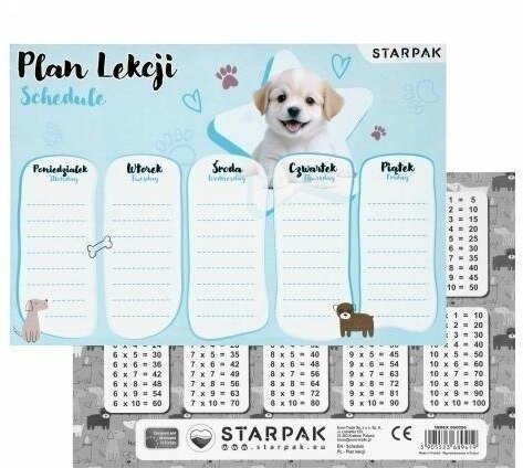 Starpak Plan lekcji z tabliczką mnożenia