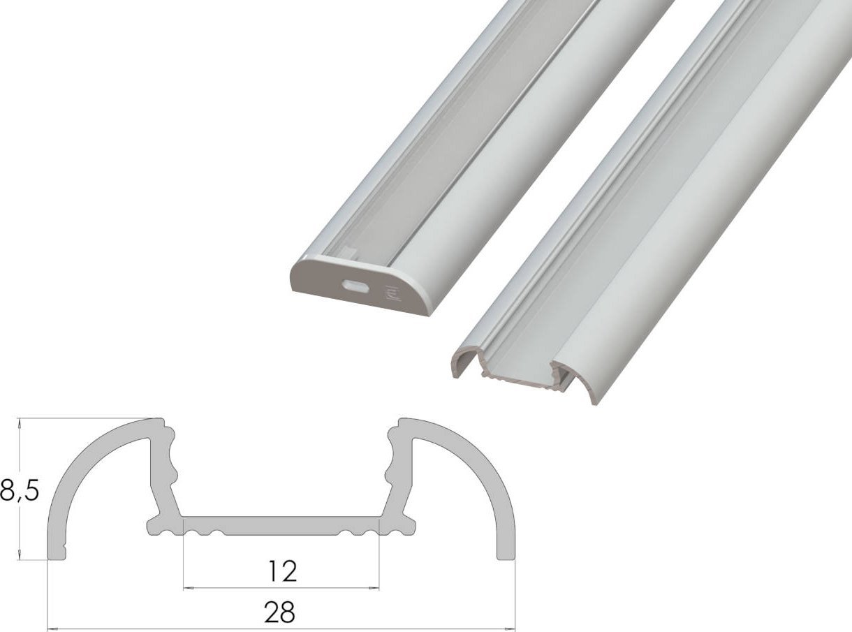 MPL Power Nawierzchniowy półokrągły profil ALU anoda srebrny 2010mm SURFACE anoda silver
