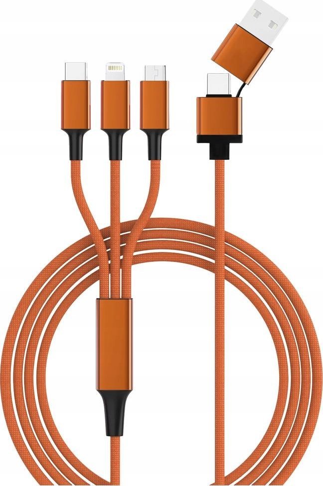 Kabel USB Smrter USB-A + USB-C - USB-C 1.2 m Pomarańczowy (SMRTER_HYDRA_ULT_OR)