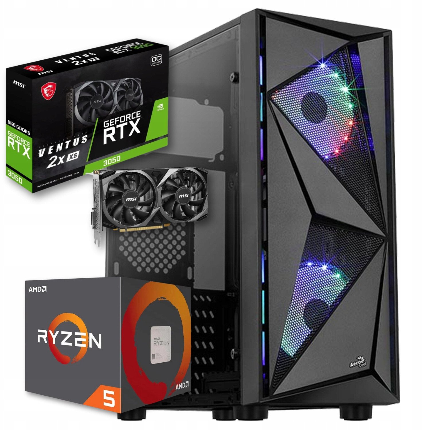Komputer BSG Striker V13 AMD Ryzen 5 NVIDIA GeForce RTX 3050 32GB DDR4 1000GB SSD Windows 11
