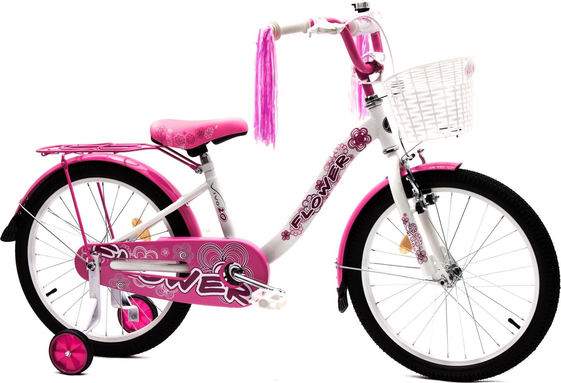 Фото - Дитячий велосипед Vivo Rower dziecięcy FLOWER 20" biało-różowy 