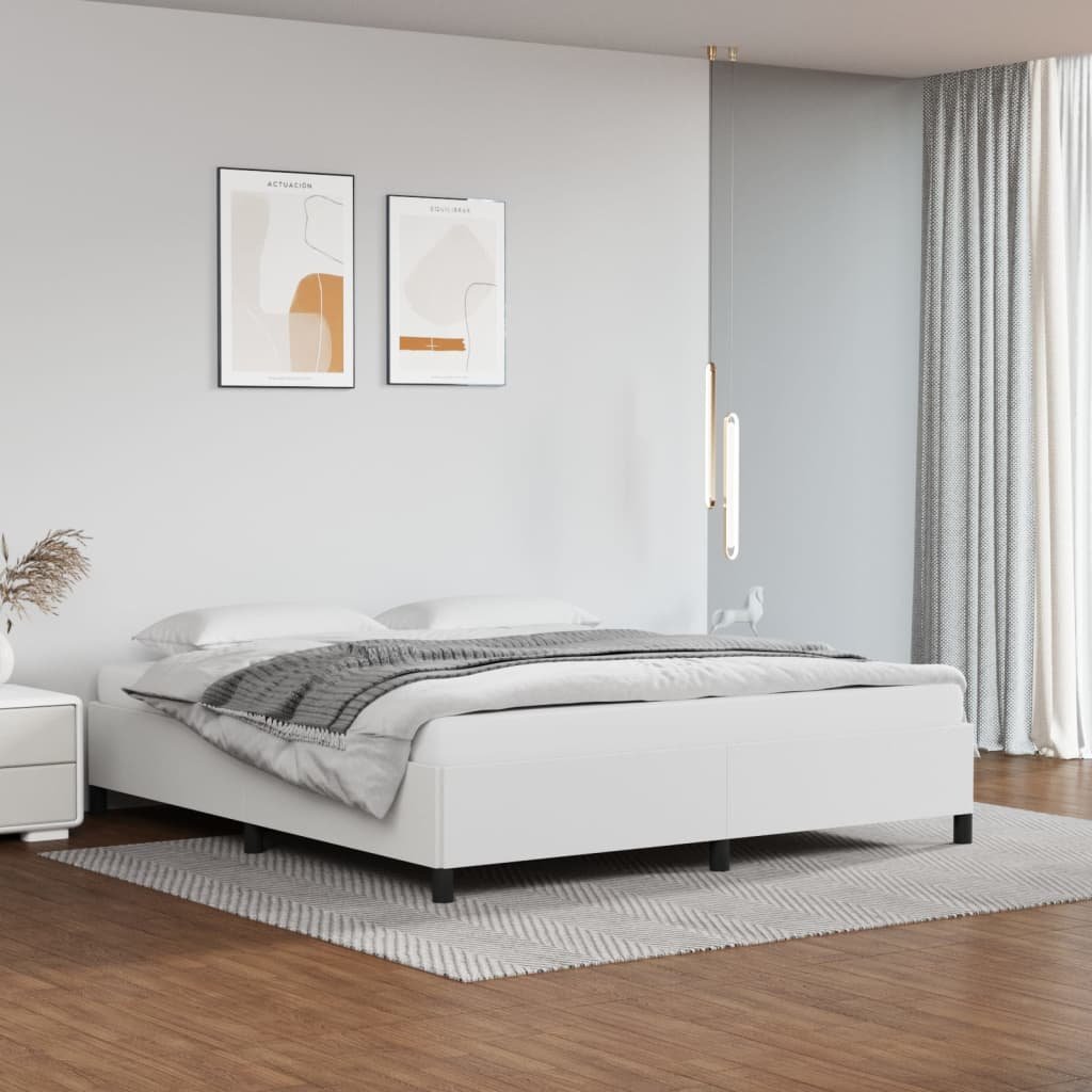 Фото - Ліжко VidaXL Rama łóżka, biała, 180x200 cm, obite sztuczną skórą 