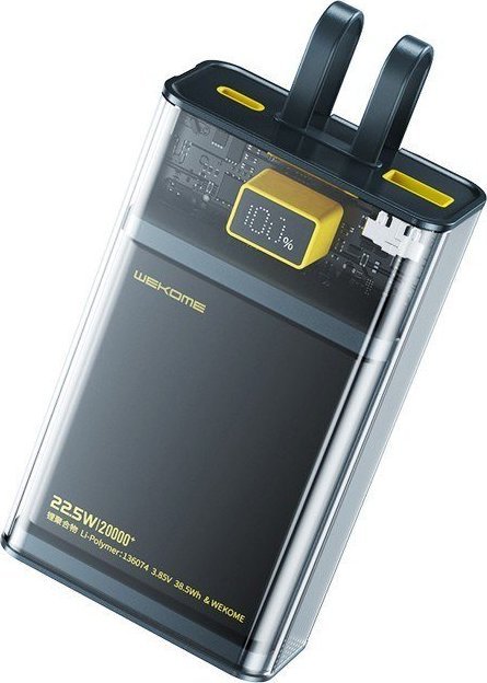 Powerbank Wekome Power bank WP-325 Vanguard Series - 20000 mAh Super Charging z wbudowanym kablem USB-C & Lightning PD 20W + QC 22.5W (Czarny / Przezr