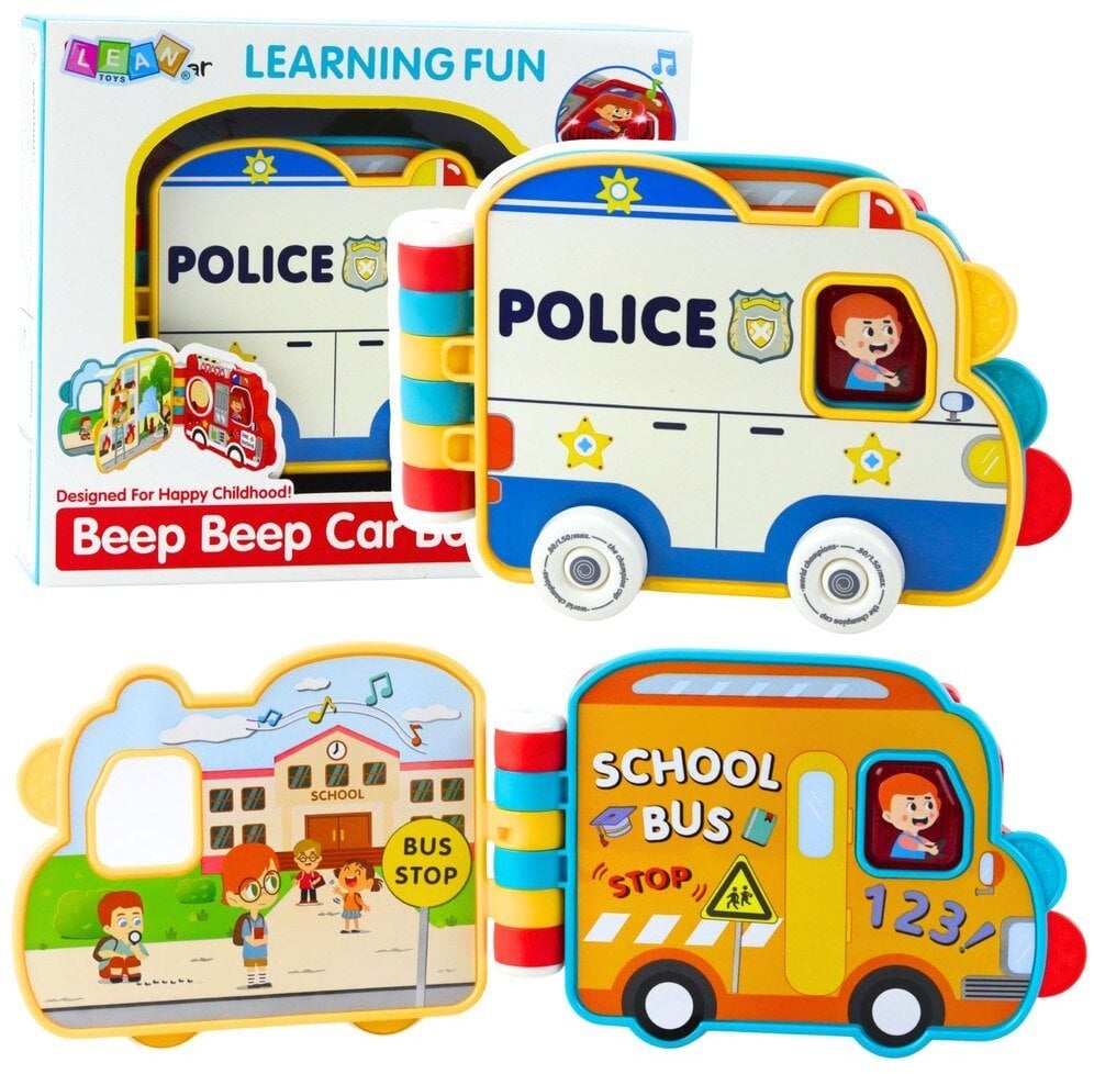 LeanToys Książeczka Edukacyjna Interaktywna Pojazdy Światła Dźwięki Ruchome Elementy
