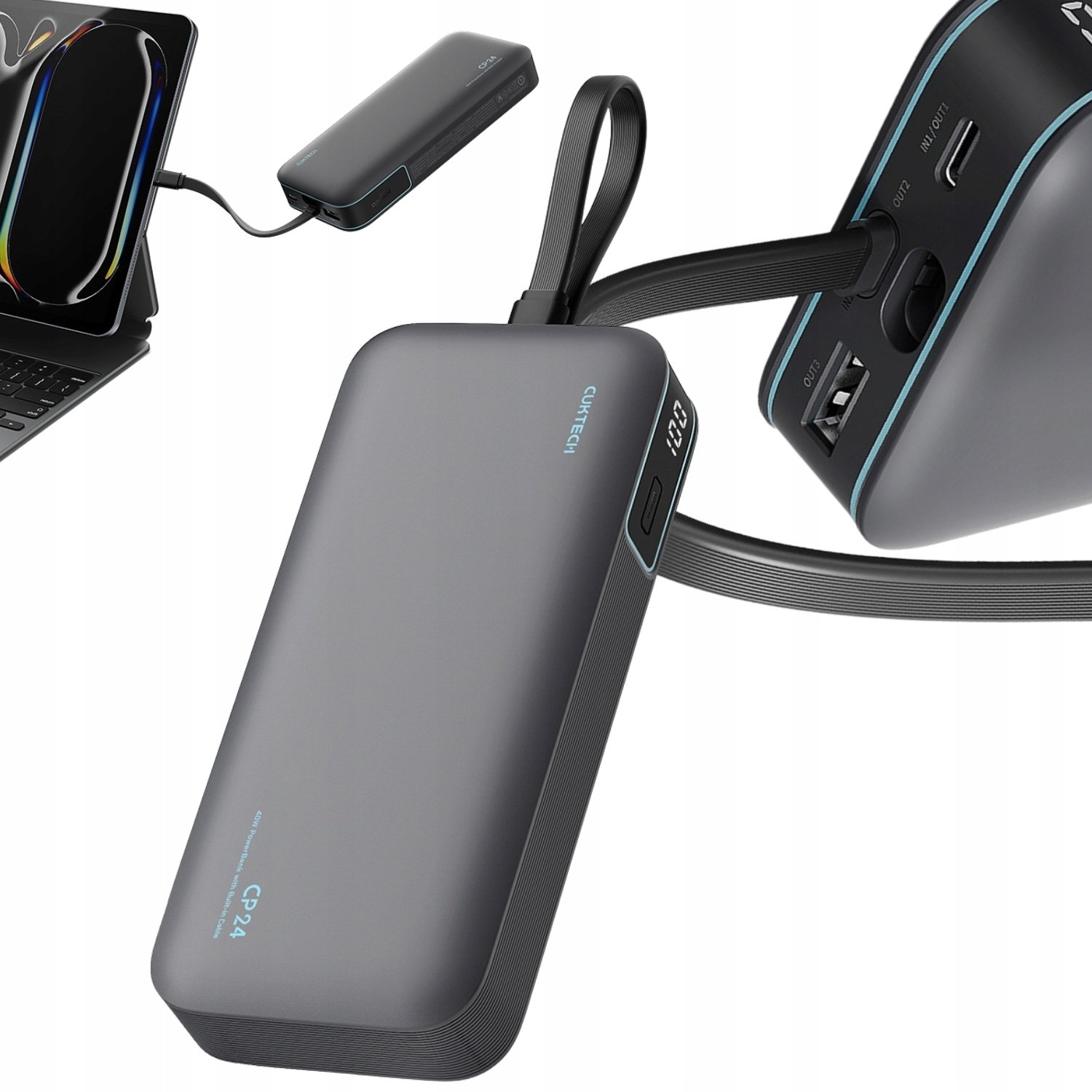 Powerbank Cuktech Powerbank Cuktech LPB200N 40W 20000mAh ze zintegrowanym kablem - szary