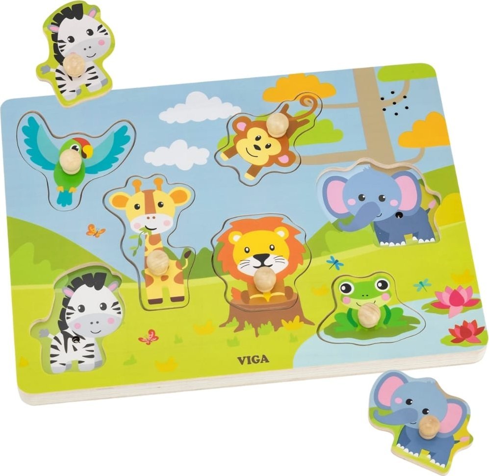 VIGA Puzzle Dźwiękowe Dopasuj Zwierzęta Egzotyczne