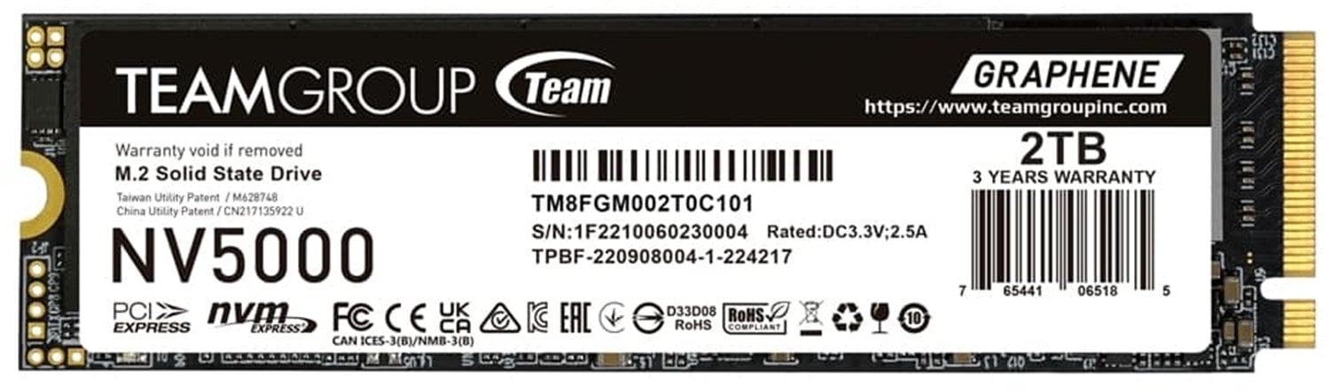 Dysk SSD TeamGroup NV5000 2TB M.2 2280 PCIe 4.0 x4 NVMe (TM8FGM002T0C101)