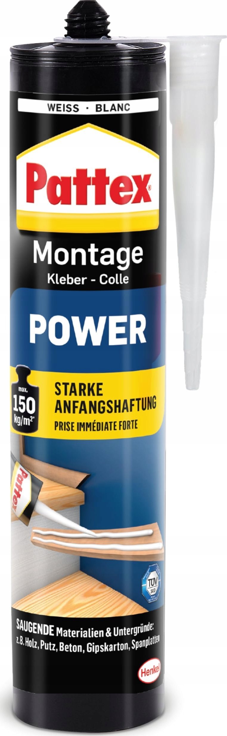Pistolet do kleju HP Pattex Montage Power Kleber, Kartusche mit 370g