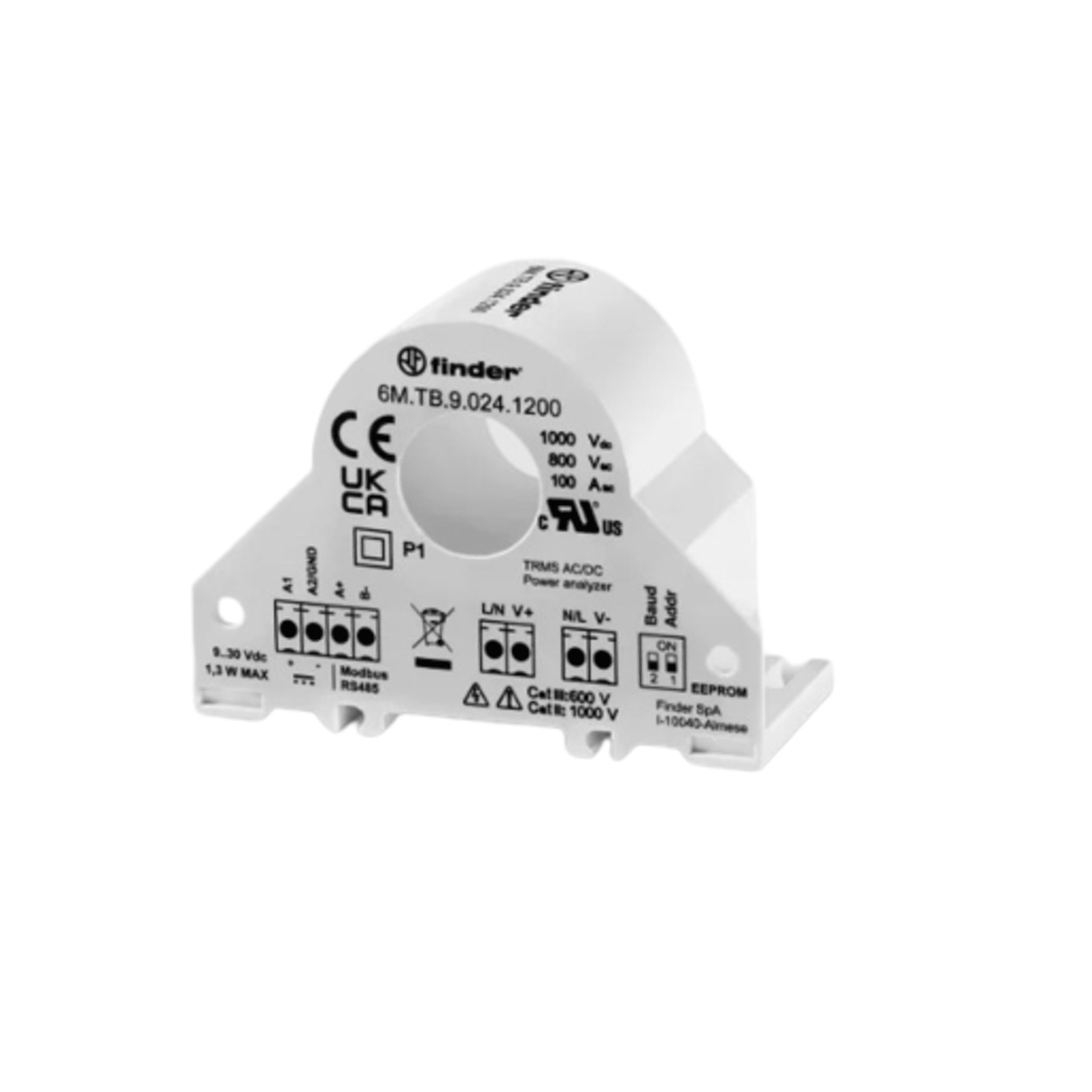 Finder Analizator parametrów sieci mocy 100A - 800 V AC/1000 V DC Modbus RS485 6M.TB.9.024.1200