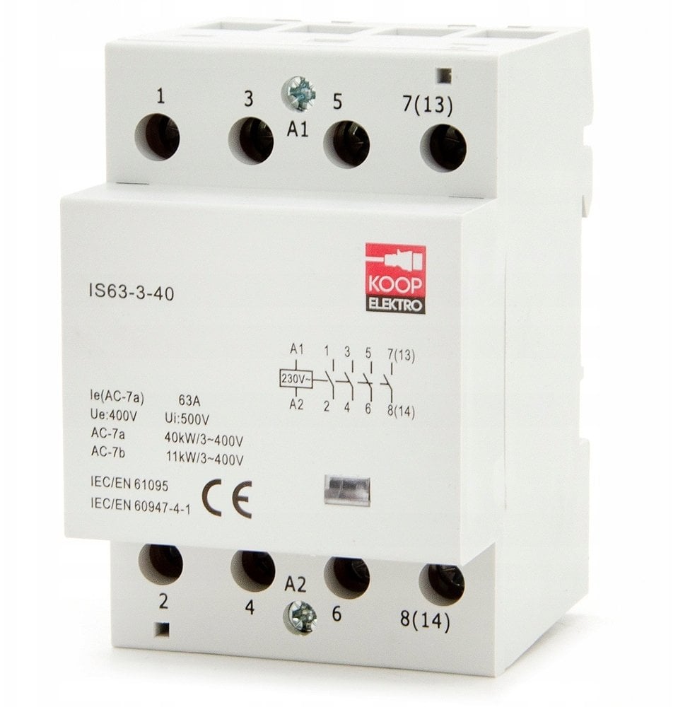 KOOP Elektro Stycznik modułowy 63-40 63A 4NO 230V 3P 3-FAZ IS63-3-40