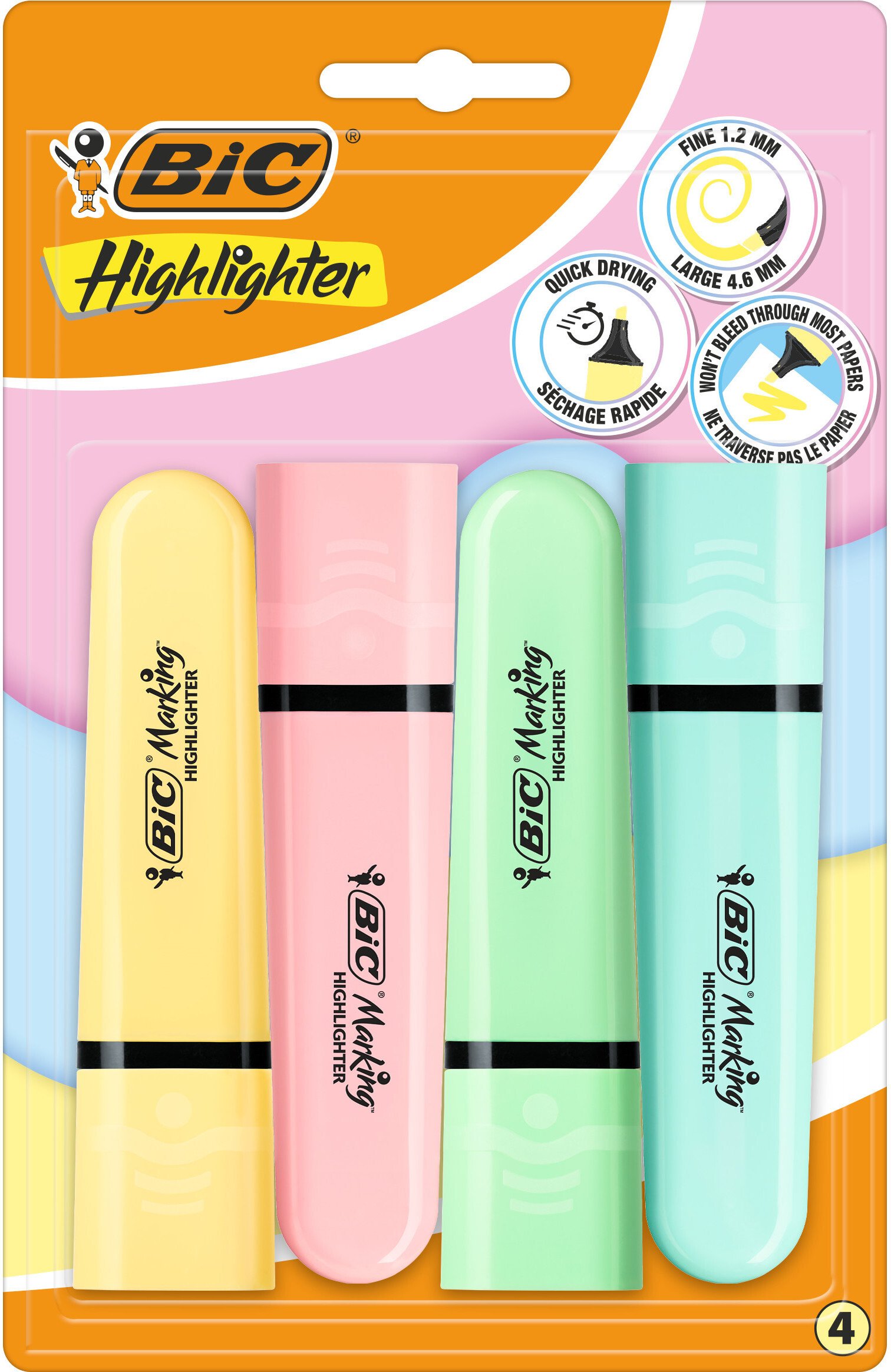 Bic Zakreślacz Flat Pastel Highlighter mix 4szt BIC